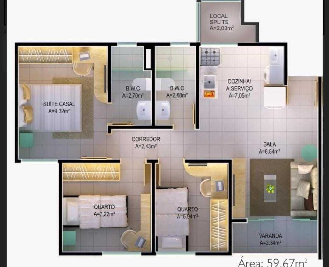 Apartamento à venda com 3 quartos, 59m² - Foto 25