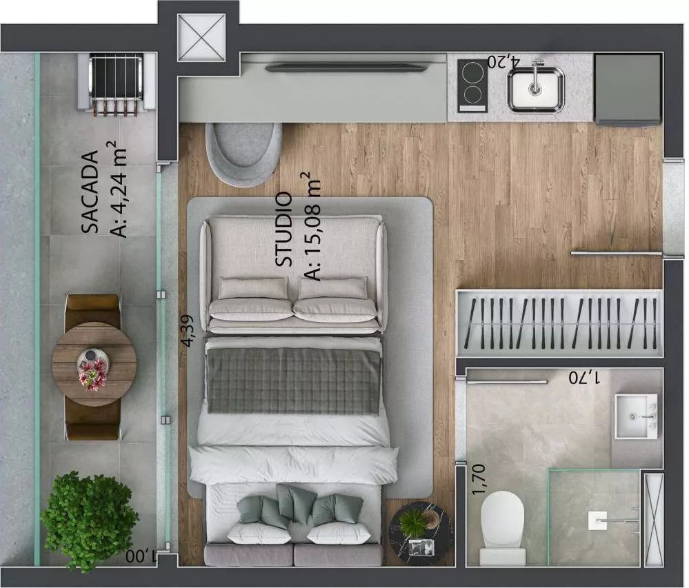 Cobertura, 1 quarto, 83 m² - Foto 13