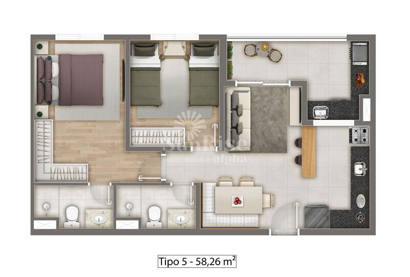 Apartamento, 2 quartos, 58 m² - Foto 3