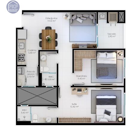 Apartamento, 2 quartos, 63 m² - Foto 3