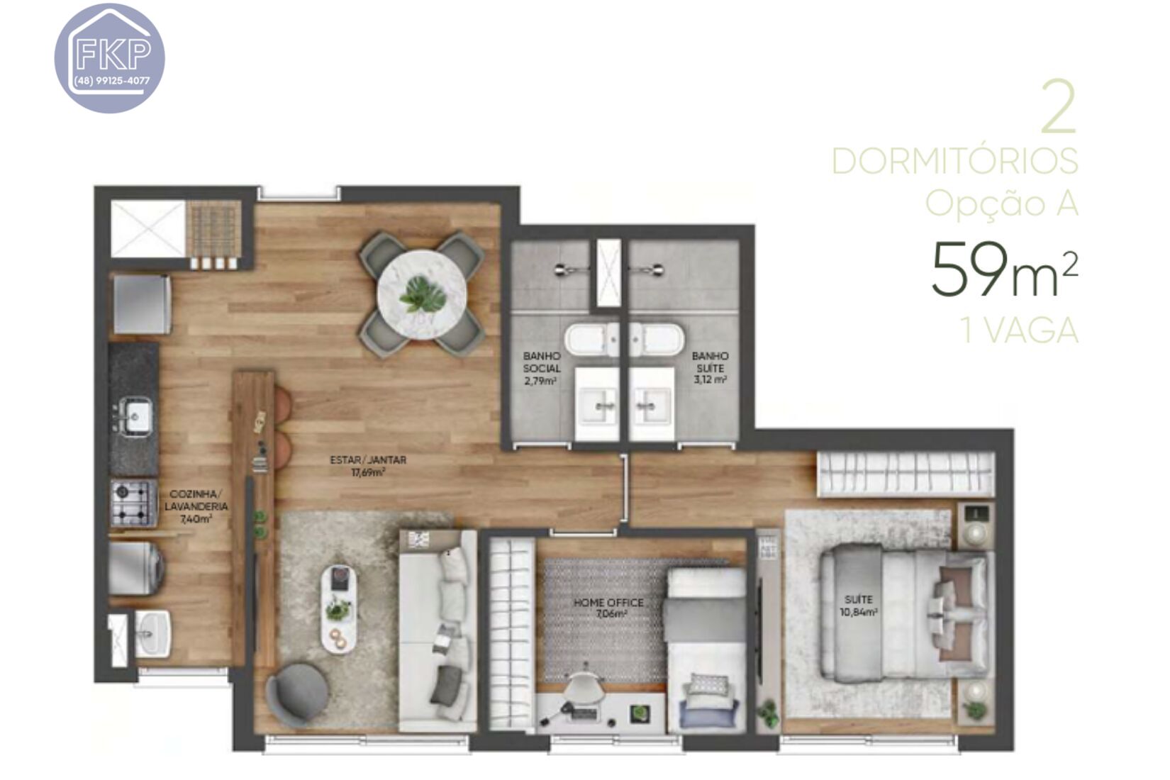Apartamento, 2 quartos, 59 m² - Foto 3