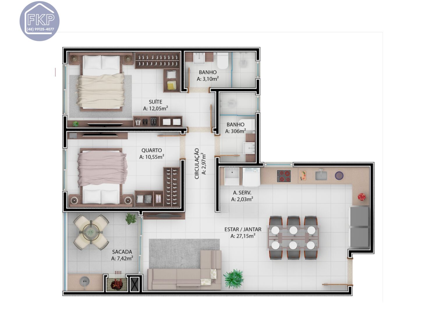 Apartamento, 2 quartos, 79 m² - Foto 3