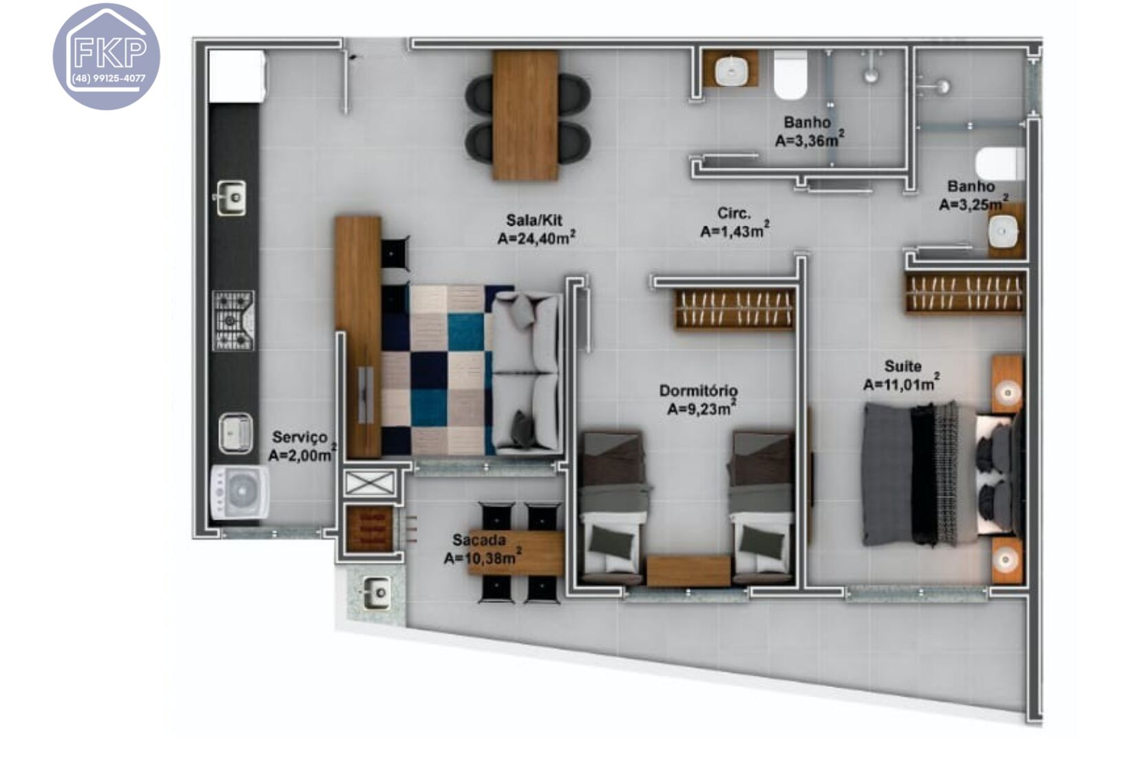 Apartamento à venda com 2 quartos, 73m² - Foto 3