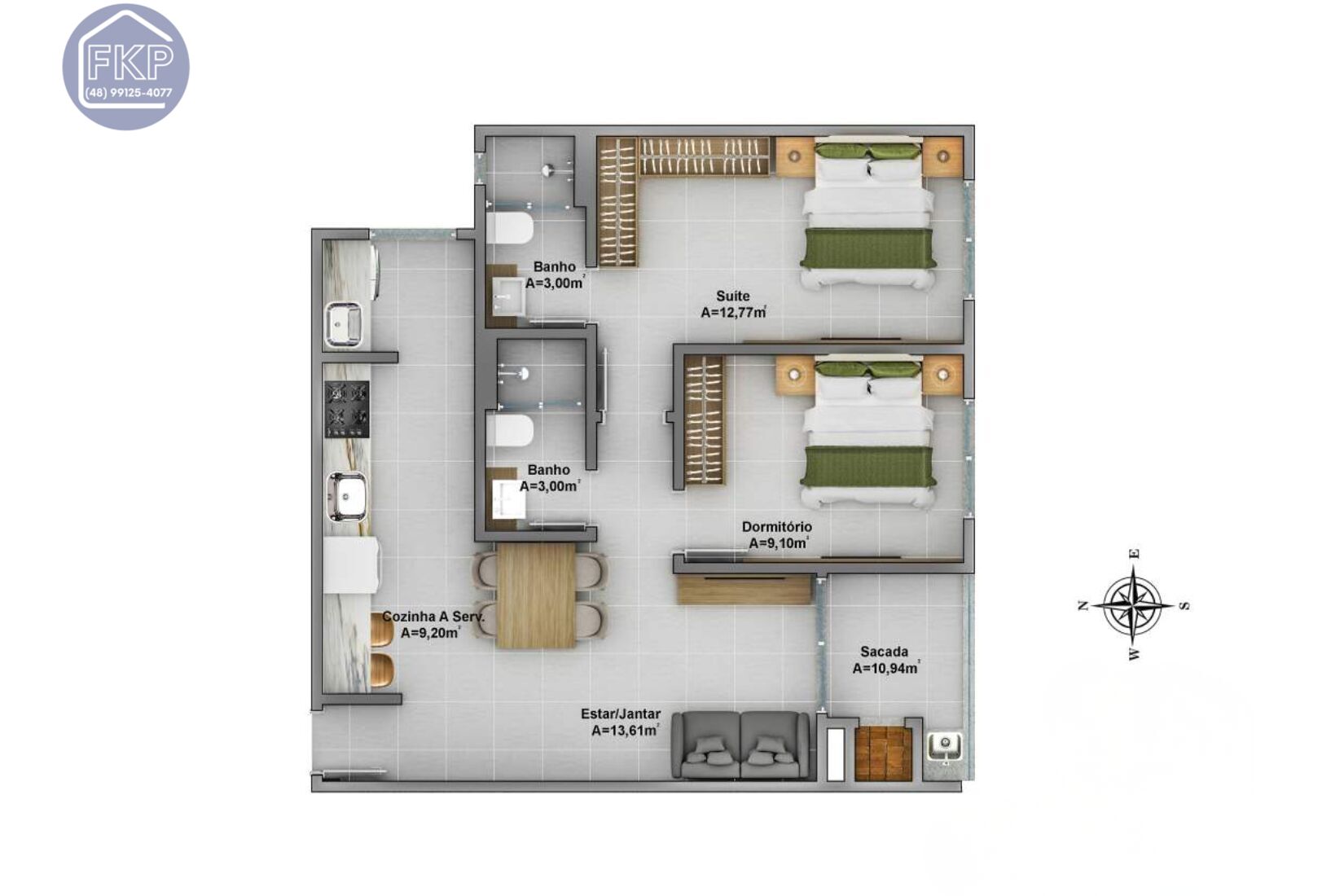 Apartamento, 2 quartos, 62 m² - Foto 2