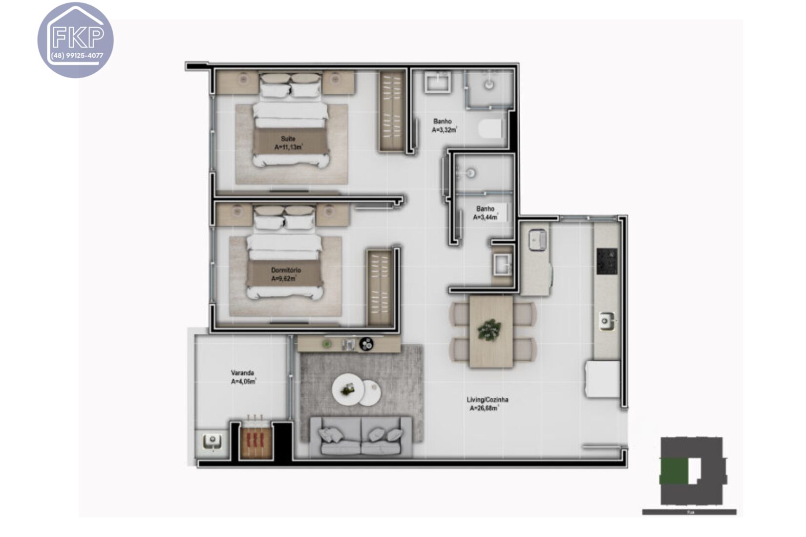 Apartamento à venda com 2 quartos, 67m² - Foto 4