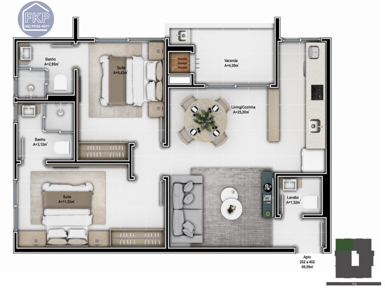 Apartamento à venda com 2 quartos, 67m² - Foto 4