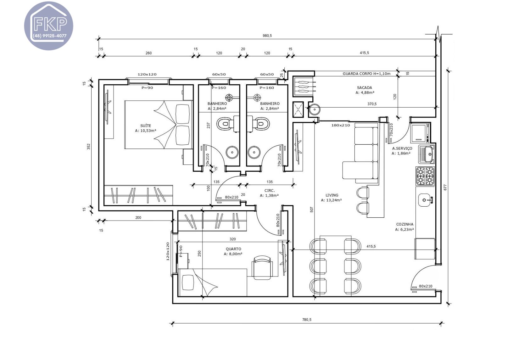 Apartamento à venda com 2 quartos, 59m² - Foto 4