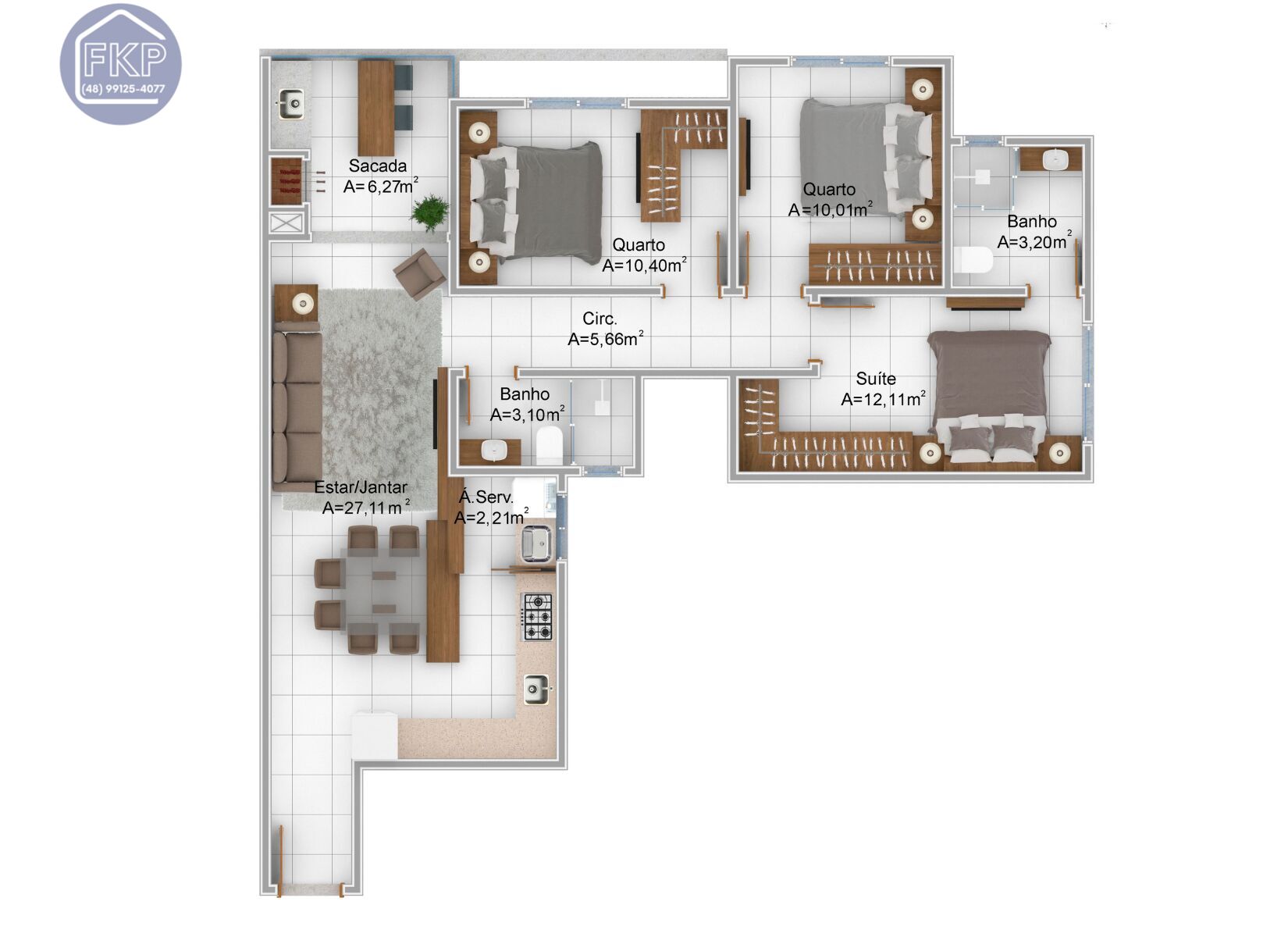 Apartamento, 3 quartos, 94 m² - Foto 3