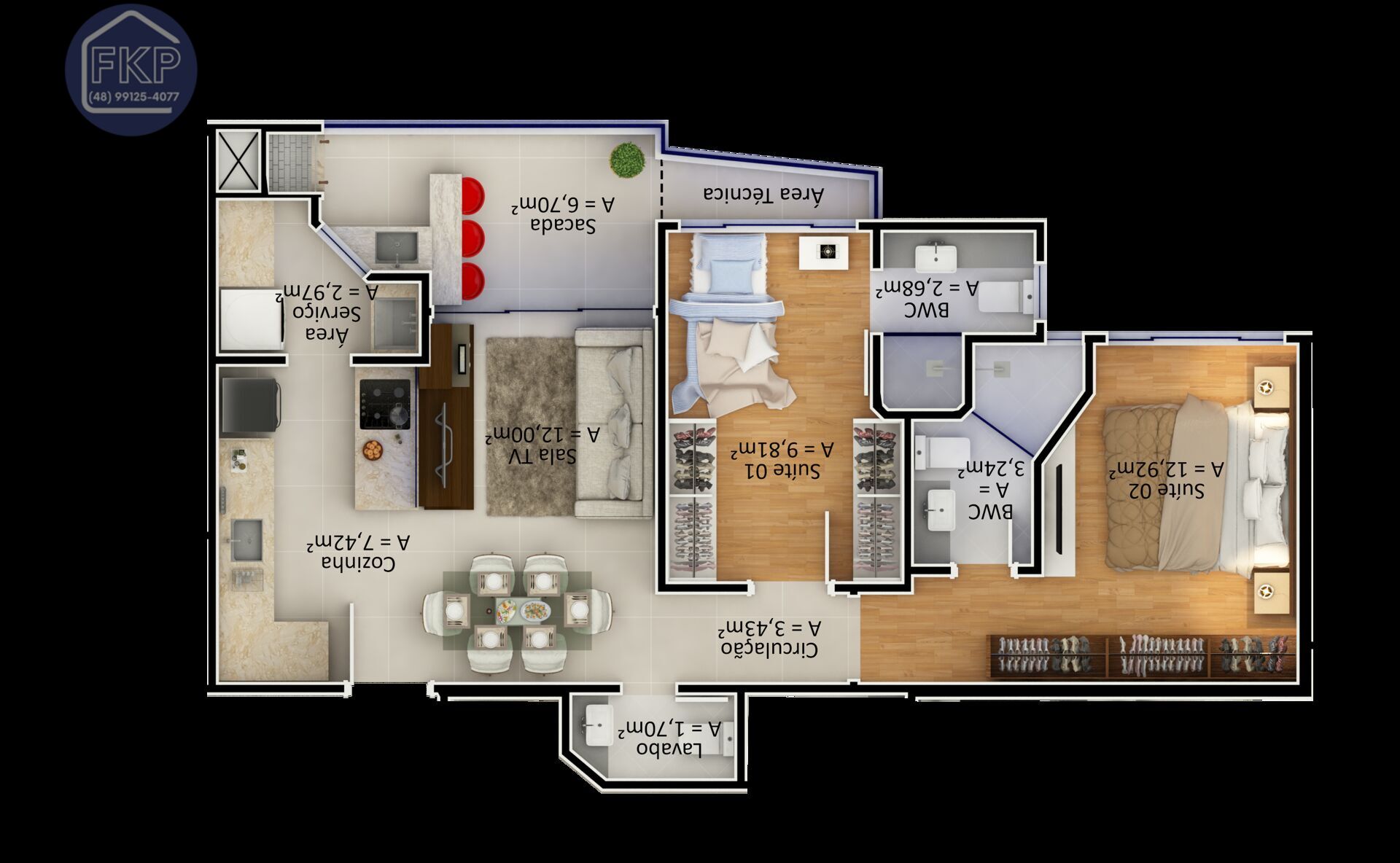 Apartamento à venda com 2 quartos, 70m² - Foto 3