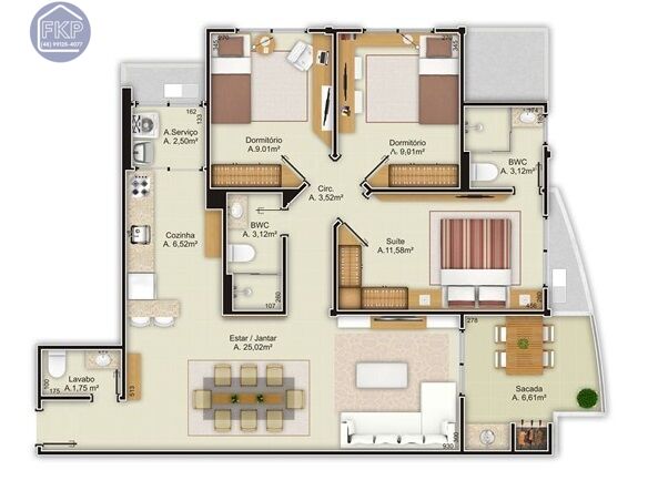 Apartamento, 3 quartos, 92 m² - Foto 3