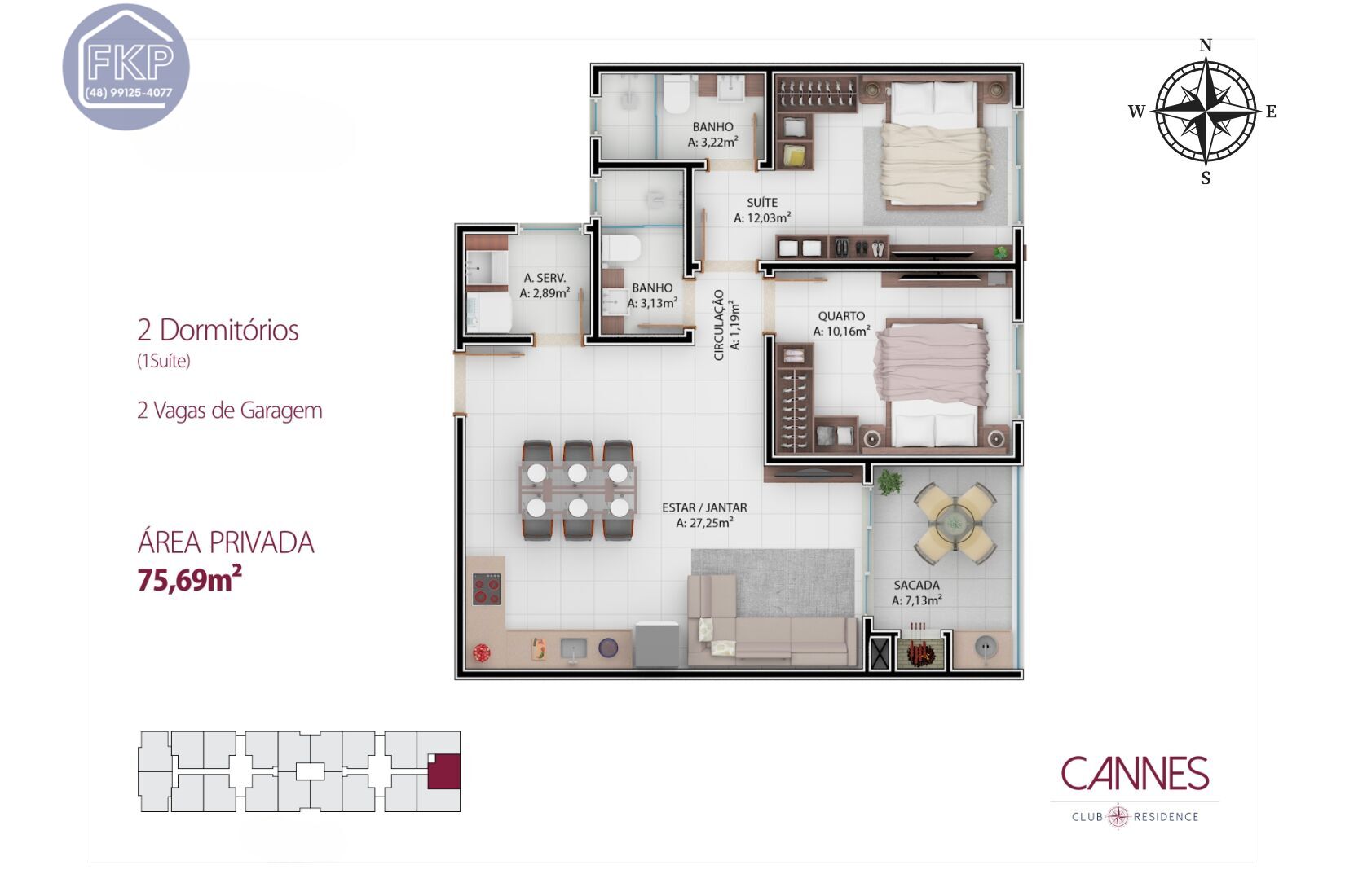 Apartamento à venda com 2 quartos, 75m² - Foto 3