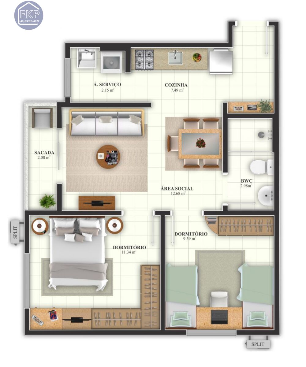 Apartamento à venda com 2 quartos, 55m² - Foto 3