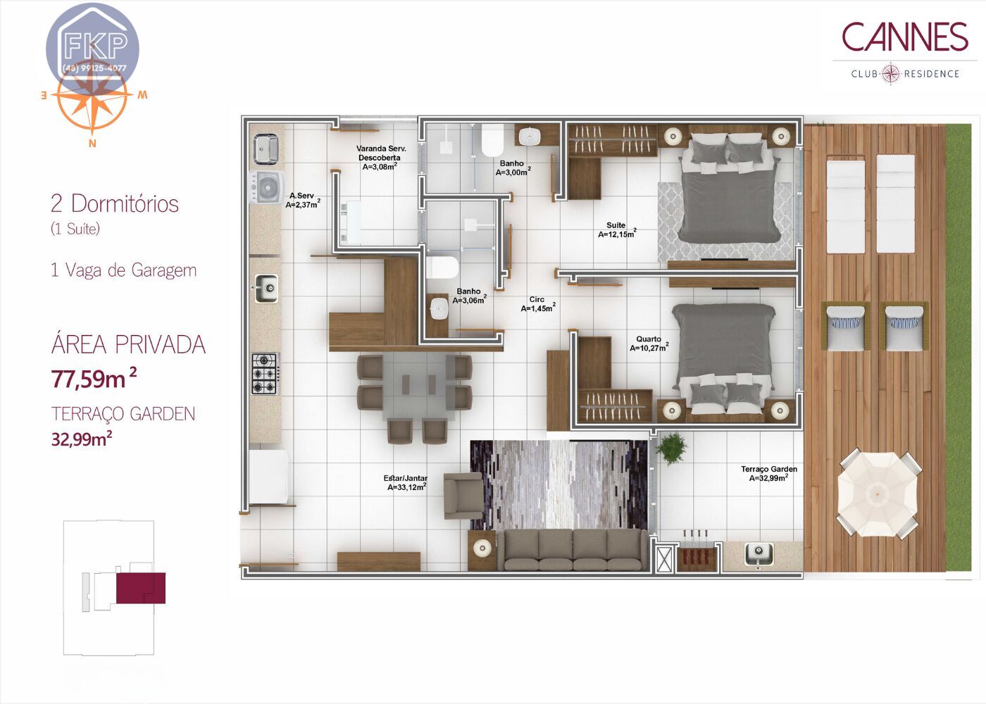 Apartamento à venda com 2 quartos, 113m² - Foto 3