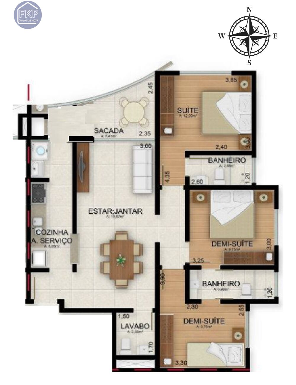Apartamento, 3 quartos, 93 m² - Foto 3