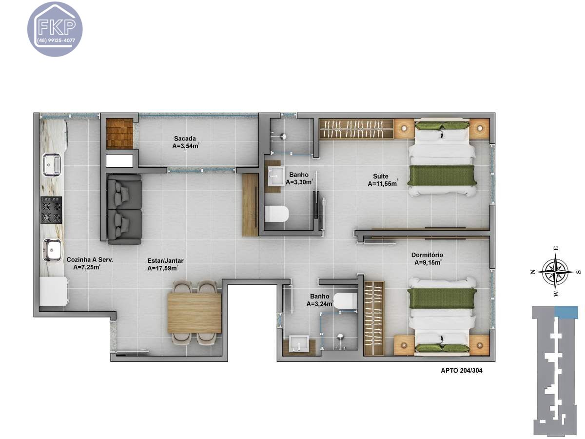 Apartamento à venda com 2 quartos, 63m² - Foto 2