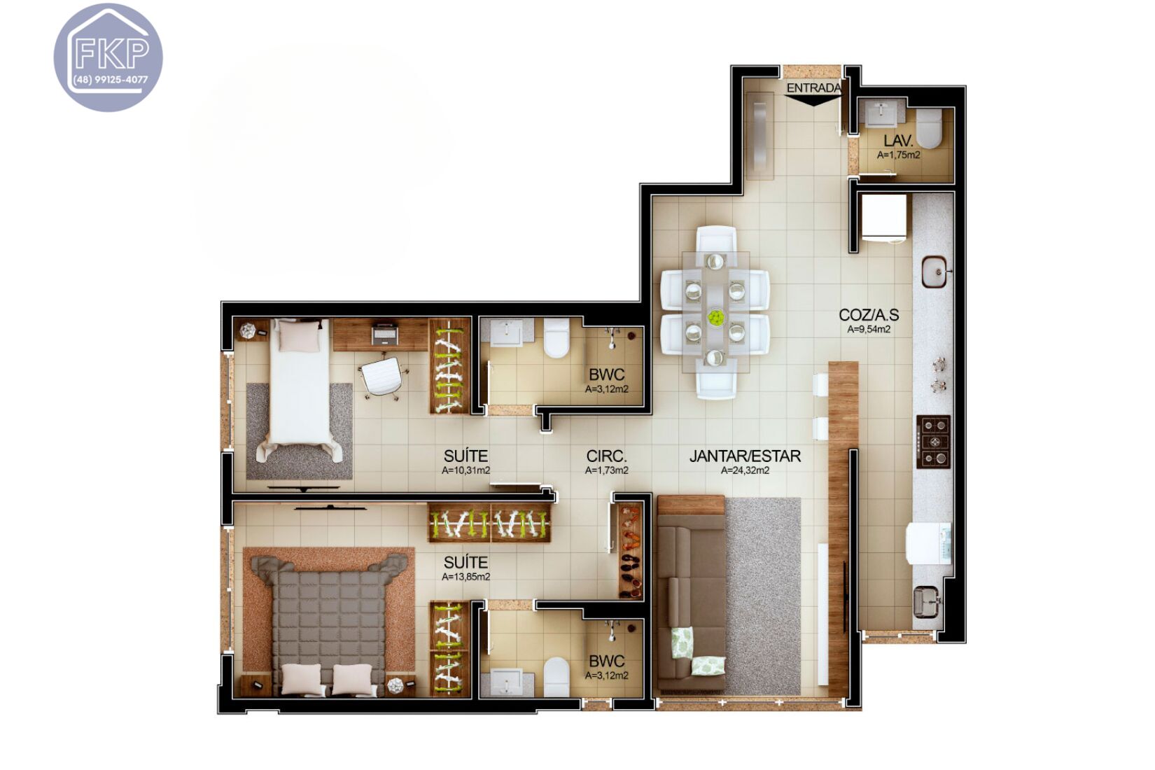 Apartamento à venda com 2 quartos, 78m² - Foto 3