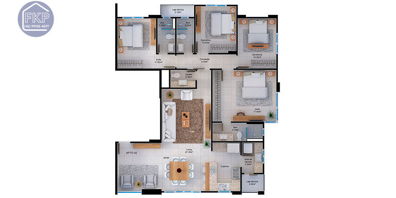 Apartamento para alugar com 4 quartos, 137m² - Foto 4