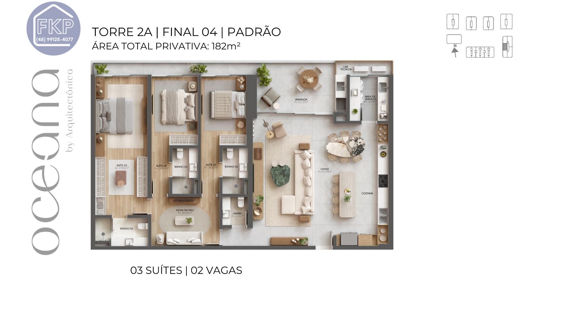 Apartamento à venda com 3 quartos, 182m² - Foto 2