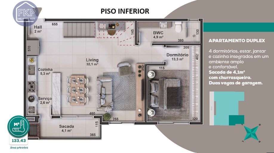 Apartamento à venda com 4 quartos, 133m² - Foto 2