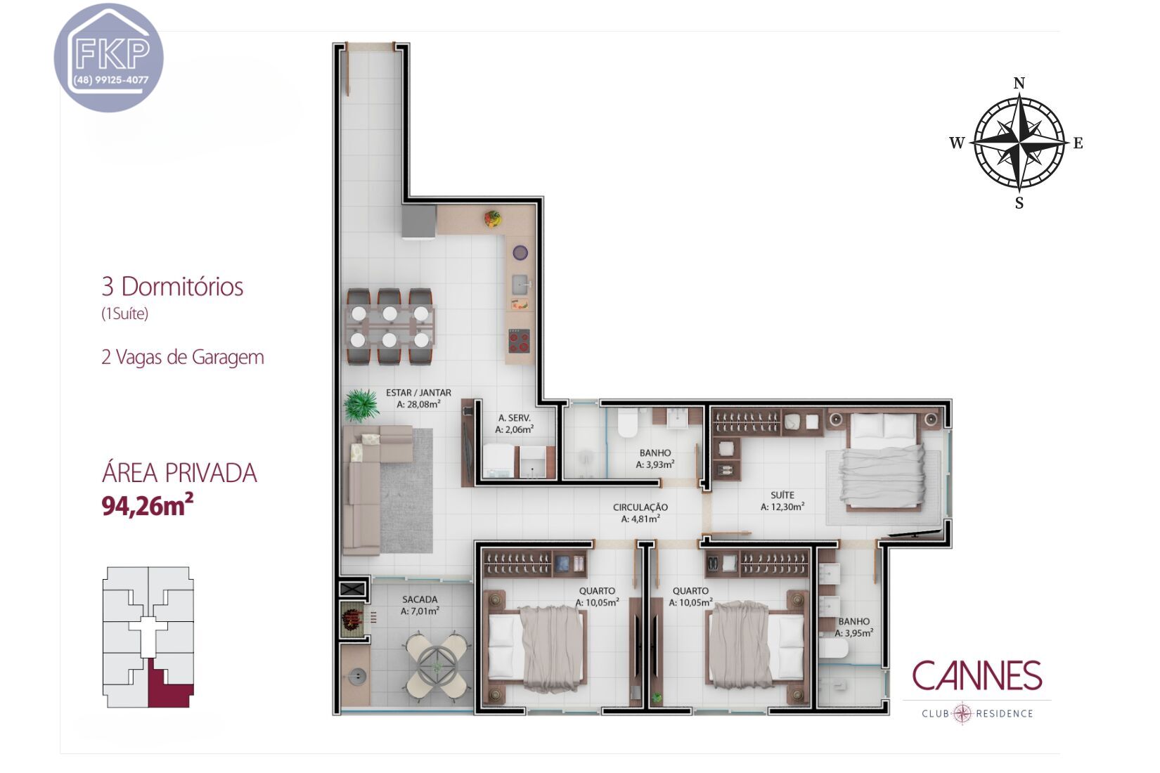 Apartamento à venda com 3 quartos, 94m² - Foto 4