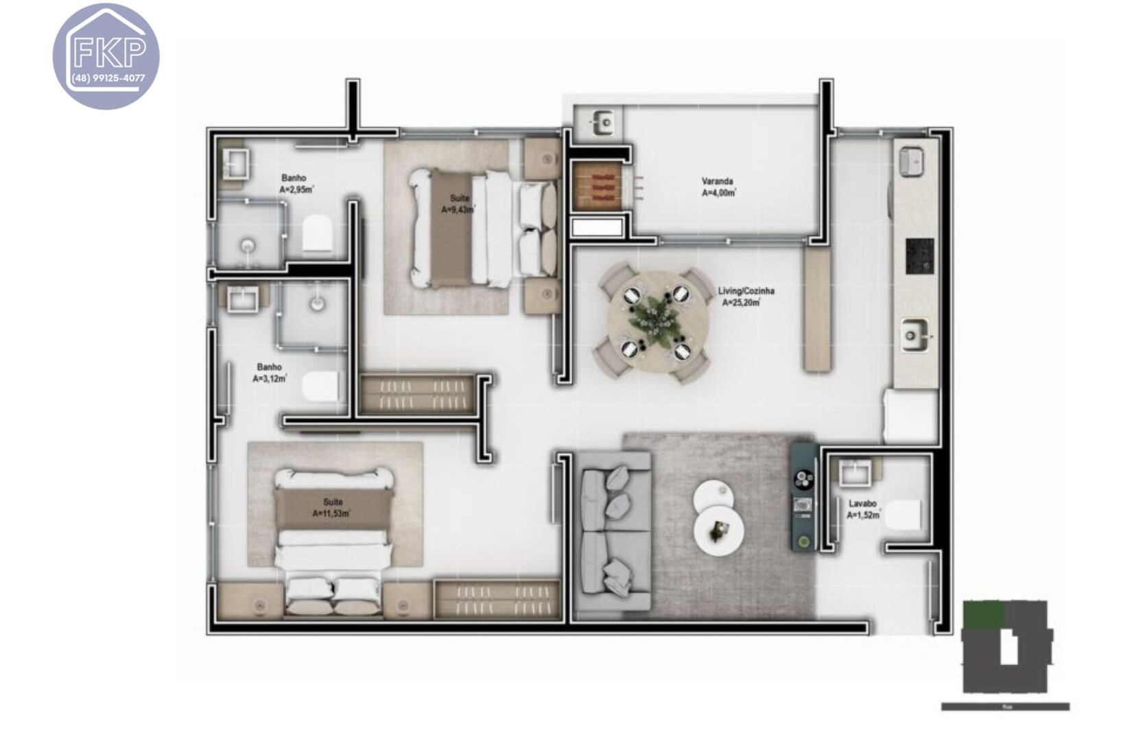 Apartamento à venda com 2 quartos, 67m² - Foto 1