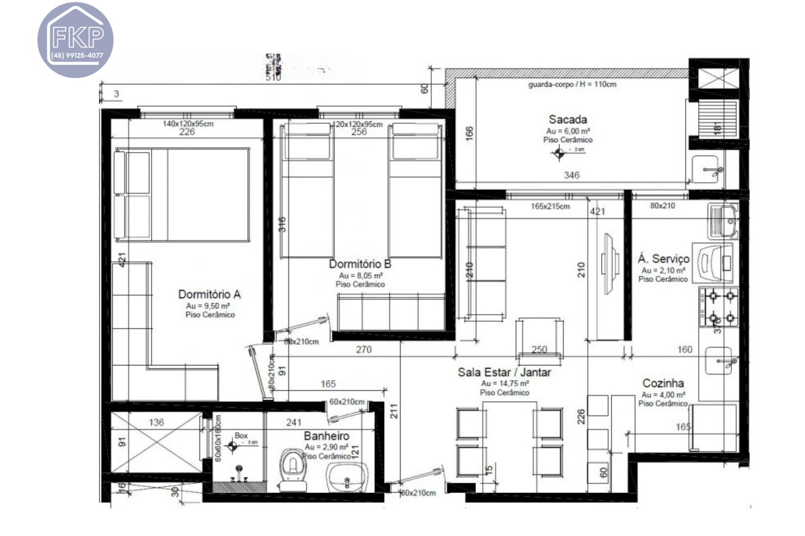 Apartamento à venda com 2 quartos, 56m² - Foto 2