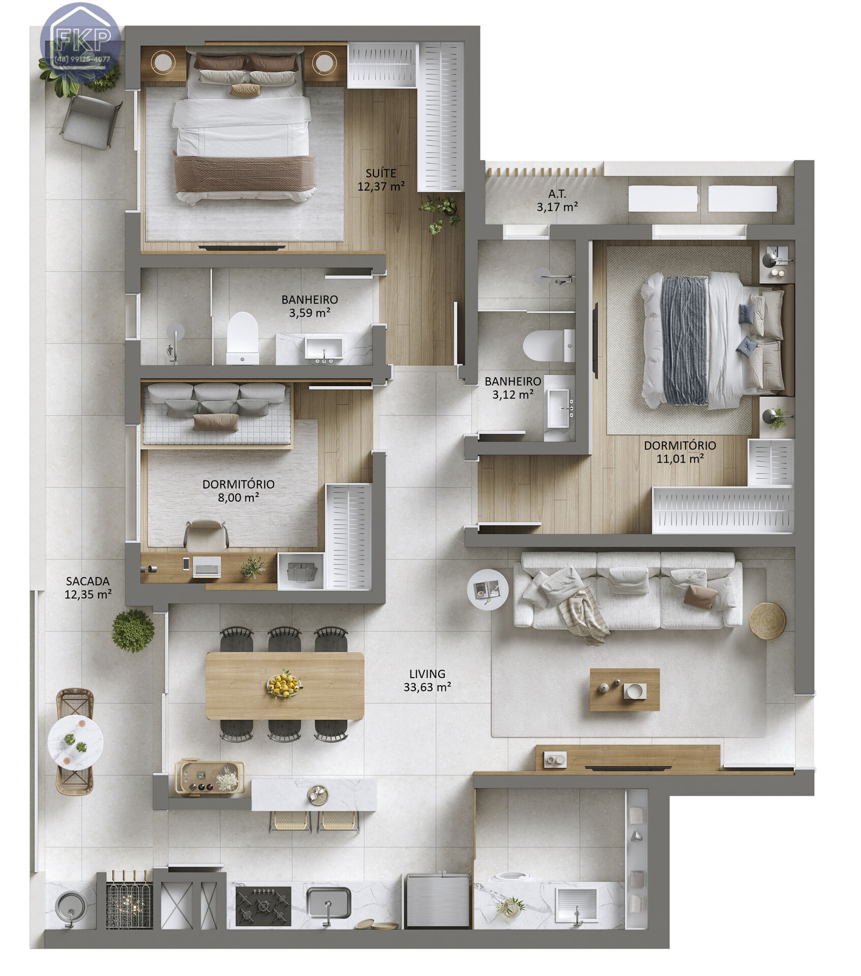 Apartamento, 3 quartos, 100 m² - Foto 3