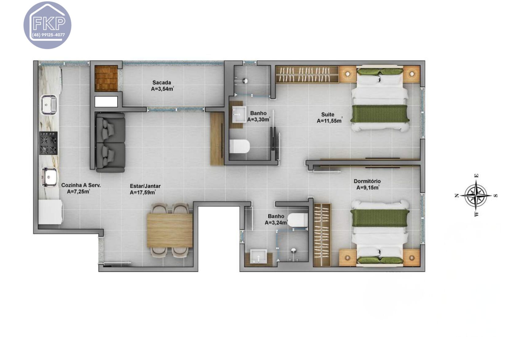 Apartamento, 2 quartos, 66 m² - Foto 2