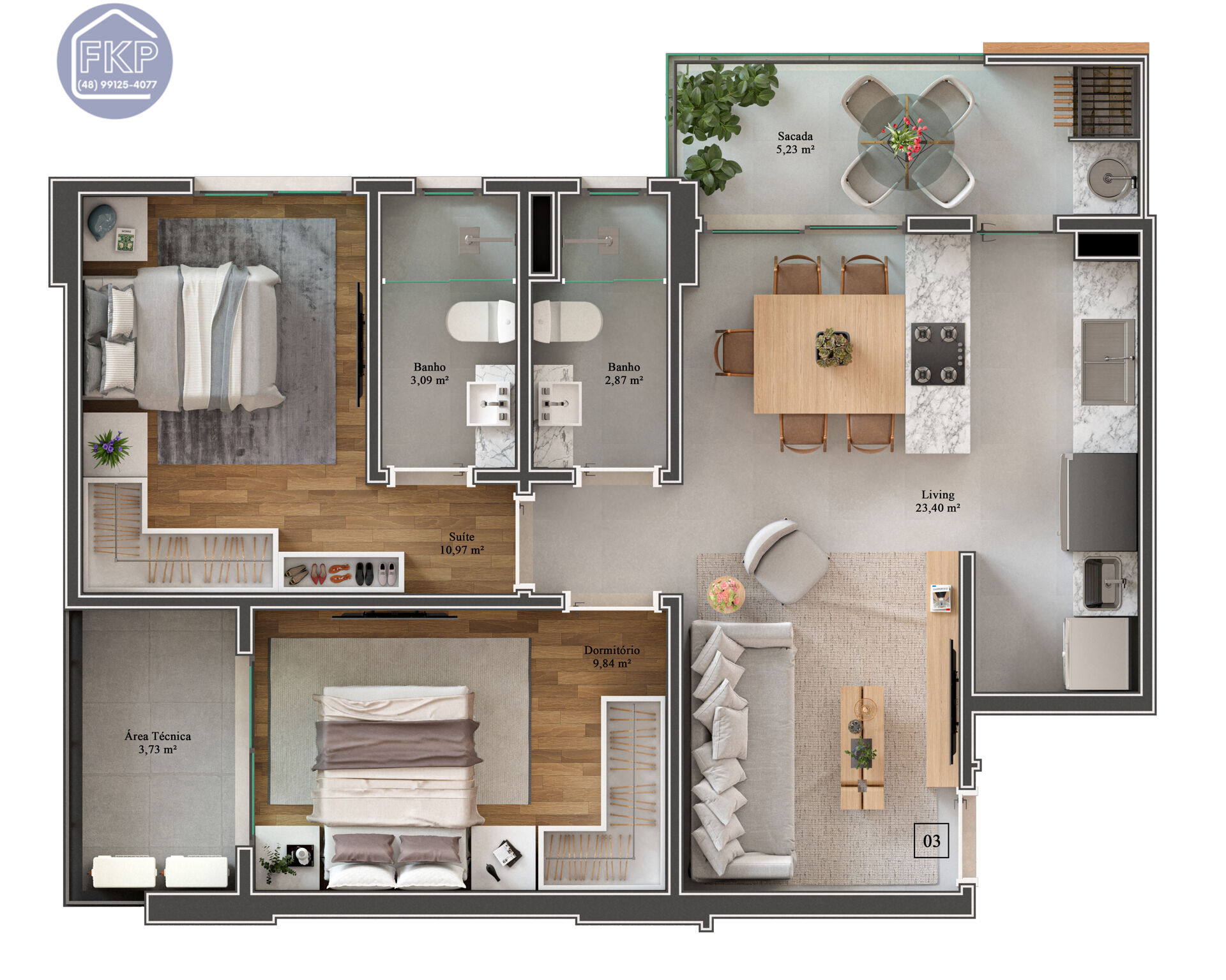Apartamento à venda com 2 quartos, 71m² - Foto 3