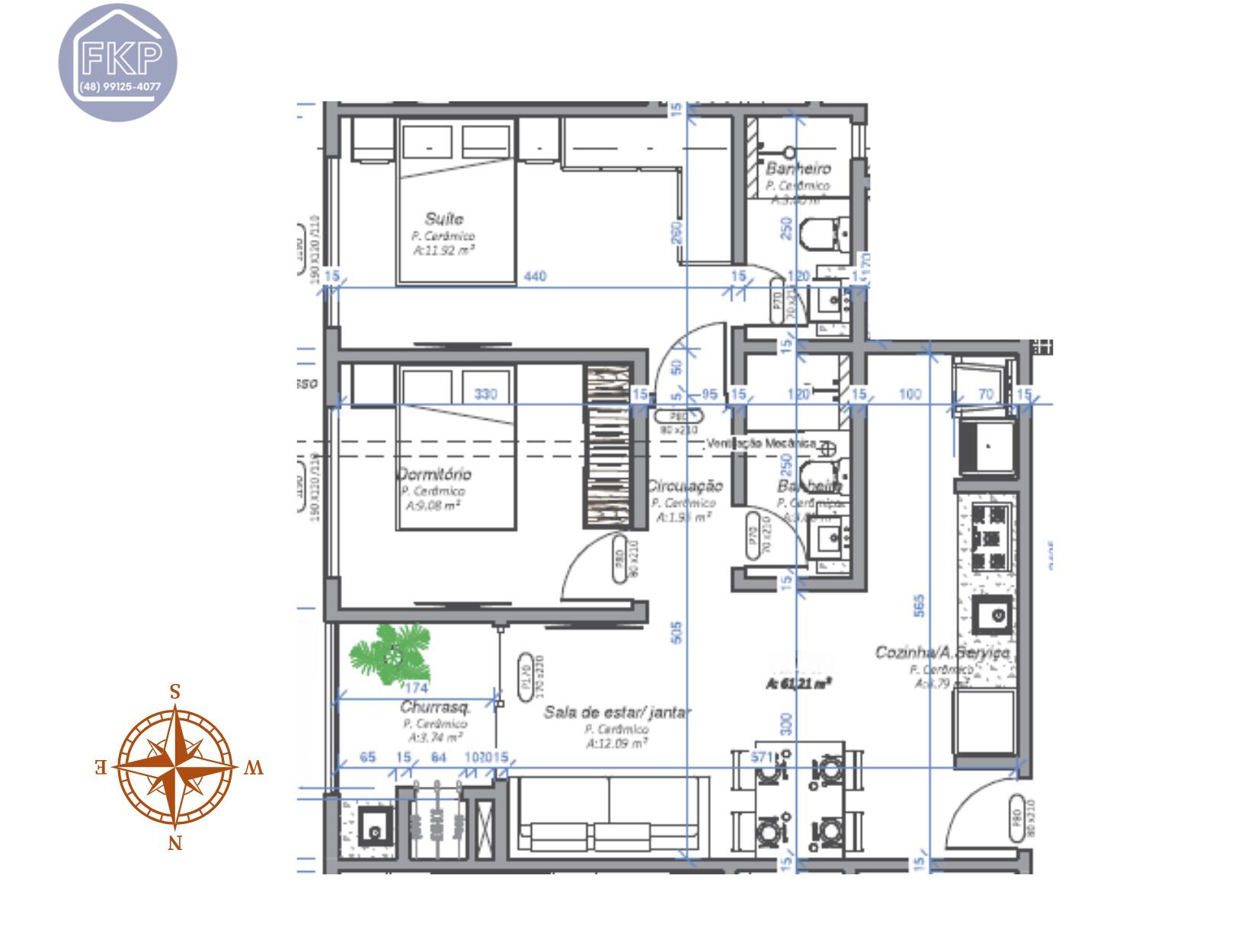 Apartamento, 2 quartos, 61 m² - Foto 3