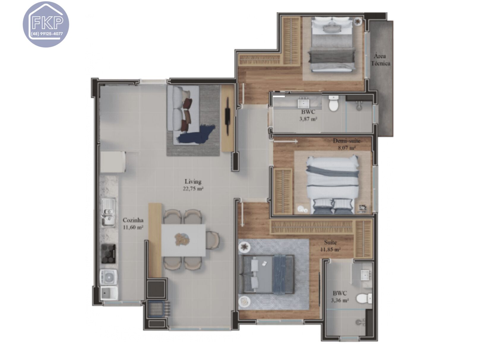 Apartamento à venda com 3 quartos, 80m² - Foto 3