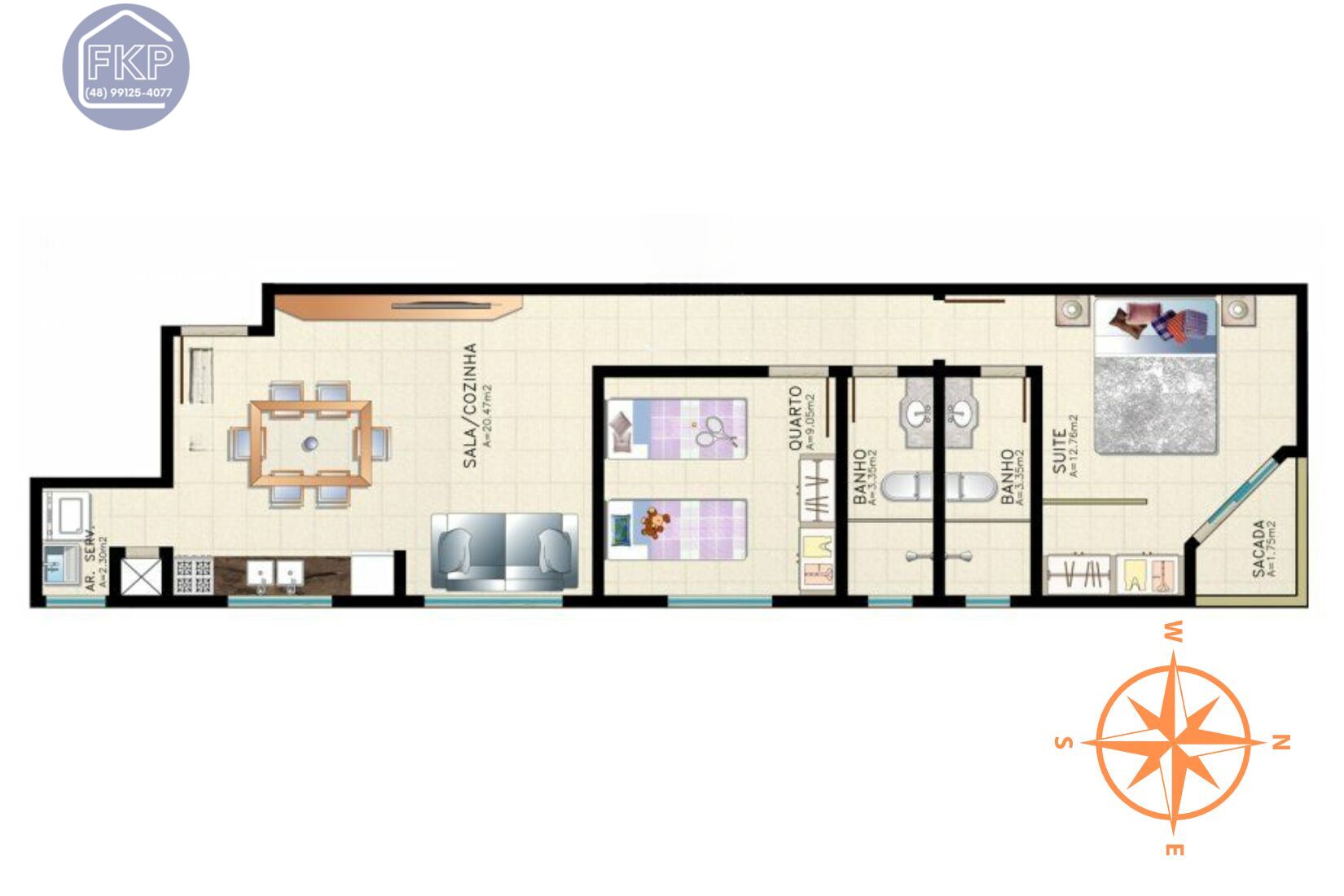 Apartamento à venda com 2 quartos, 69m² - Foto 4