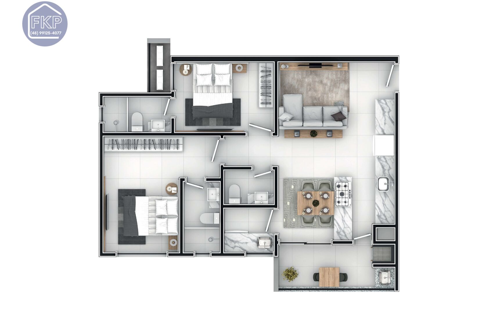 Apartamento, 2 quartos, 73 m² - Foto 3