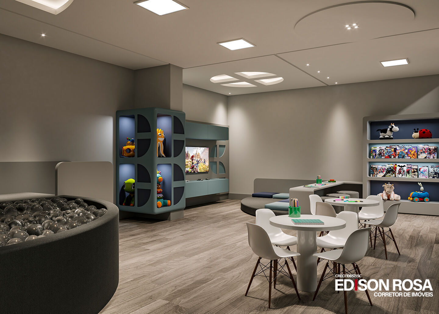Apartamento Manhattan Home Club à venda em São José SC, Floresta: 3 suítes de 133,05m² com 2 vagas livres mais hobby box de 3,00m² próximo a Florianópolis.