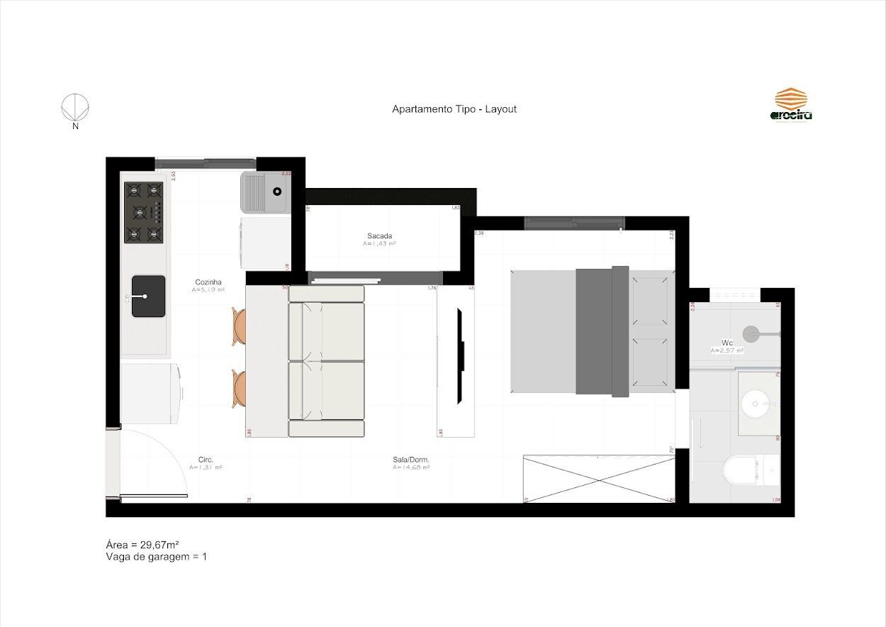 Apartamento à venda com 1 quarto, 29m² - Foto 7