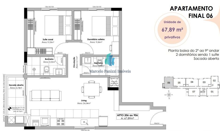 Apartamento à venda com 2 quartos, 67m² - Foto 7