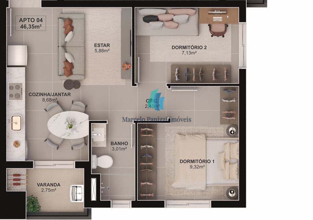 Apartamento à venda com 2 quartos, 46m² - Foto 13