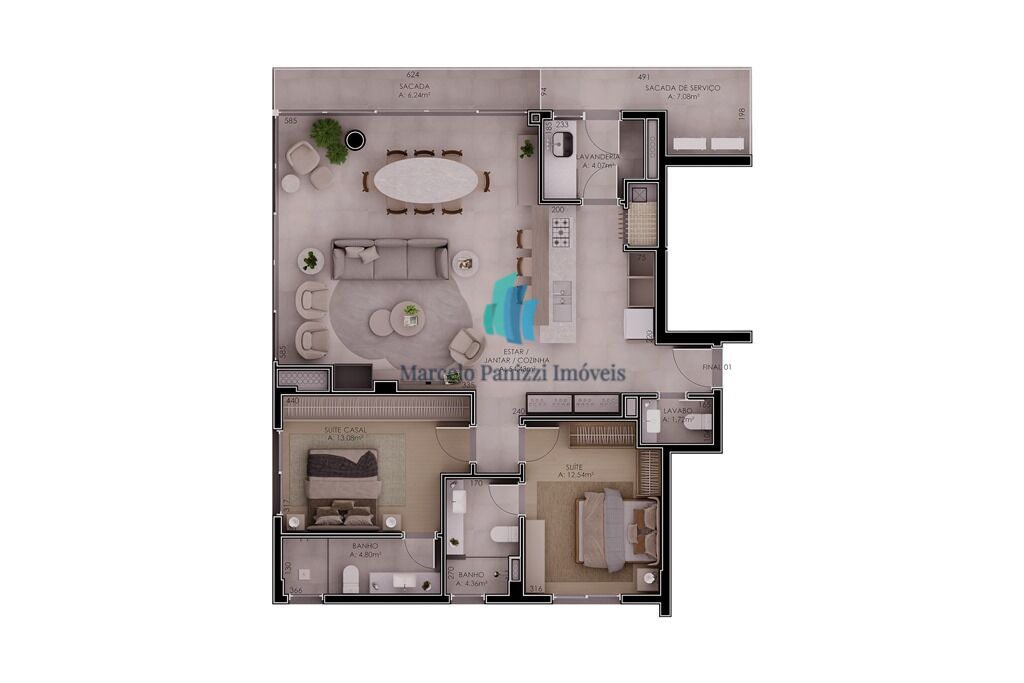 Apartamento à venda com 2 quartos, 123m² - Foto 12