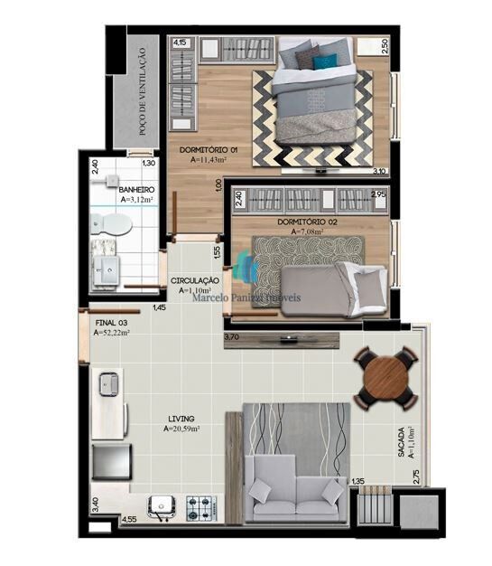 Apartamento à venda com 2 quartos, 52m² - Foto 15