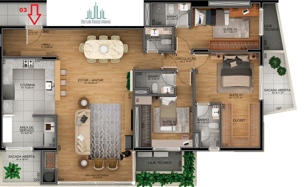 Apartamento à venda com 3 quartos, 143m² - Foto 10