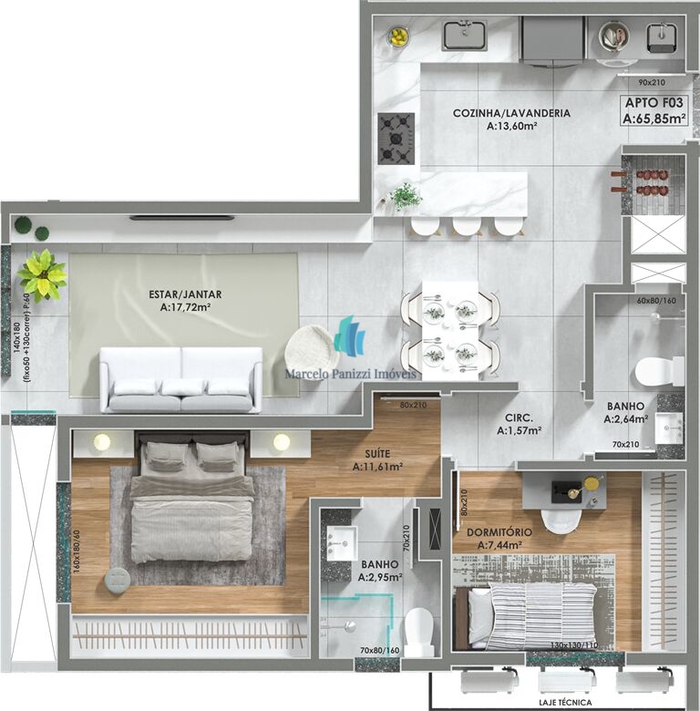 Apartamento à venda com 2 quartos, 65m² - Foto 3