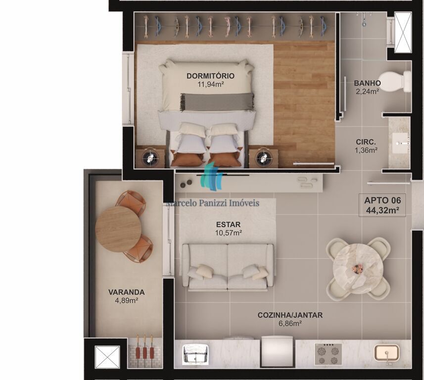 Apartamento, 1 quarto, 44 m² - Foto 13