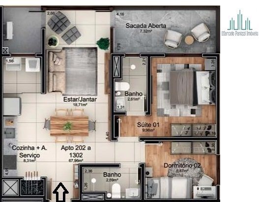 Apartamento à venda com 2 quartos, 67m² - Foto 9