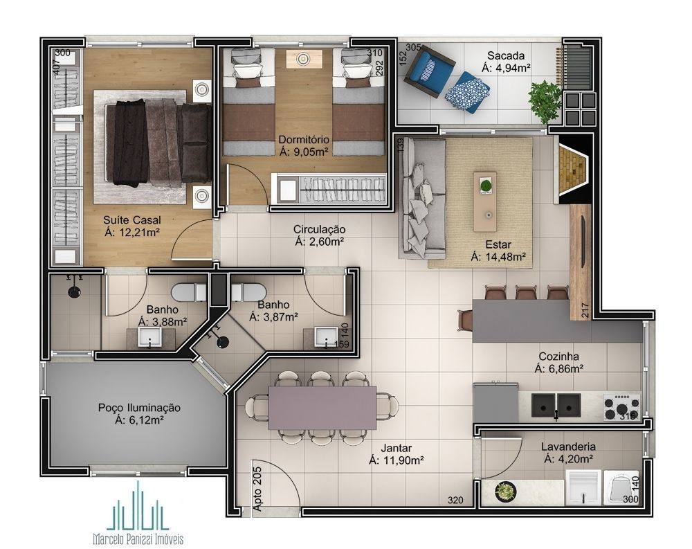 Apartamento à venda com 2 quartos, 77m² - Foto 9