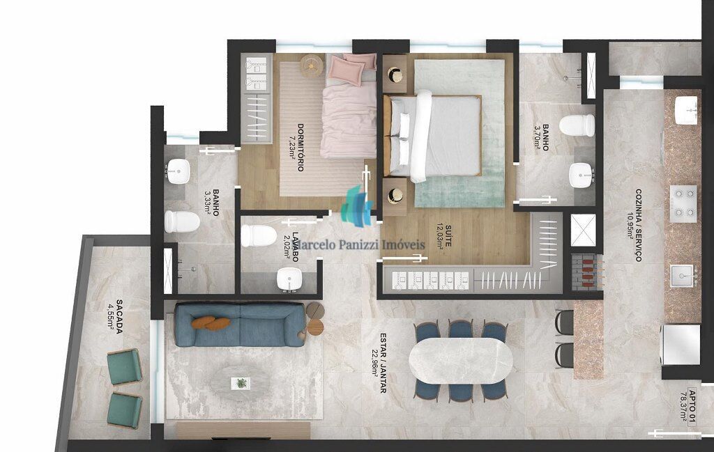 Apartamento à venda com 2 quartos, 78m² - Foto 6