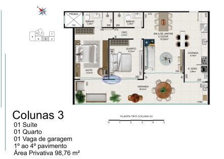 Apartamento à venda com 2 quartos, 98m² - Foto 2