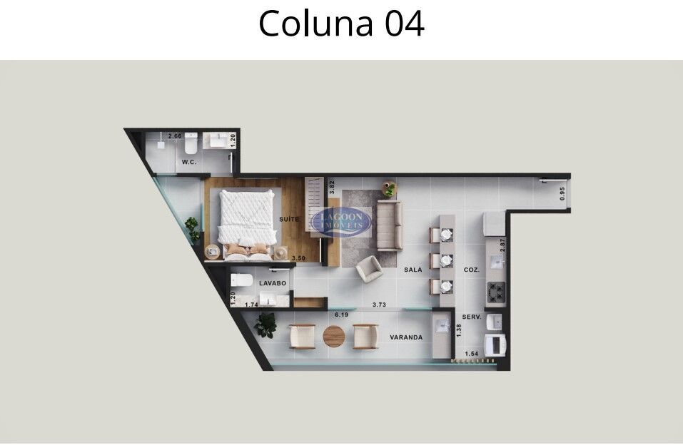 Apartamento à venda com 1 quarto, 63m² - Foto 2