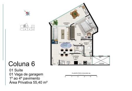 Apartamento à venda com 1 quarto, 55m² - Foto 3