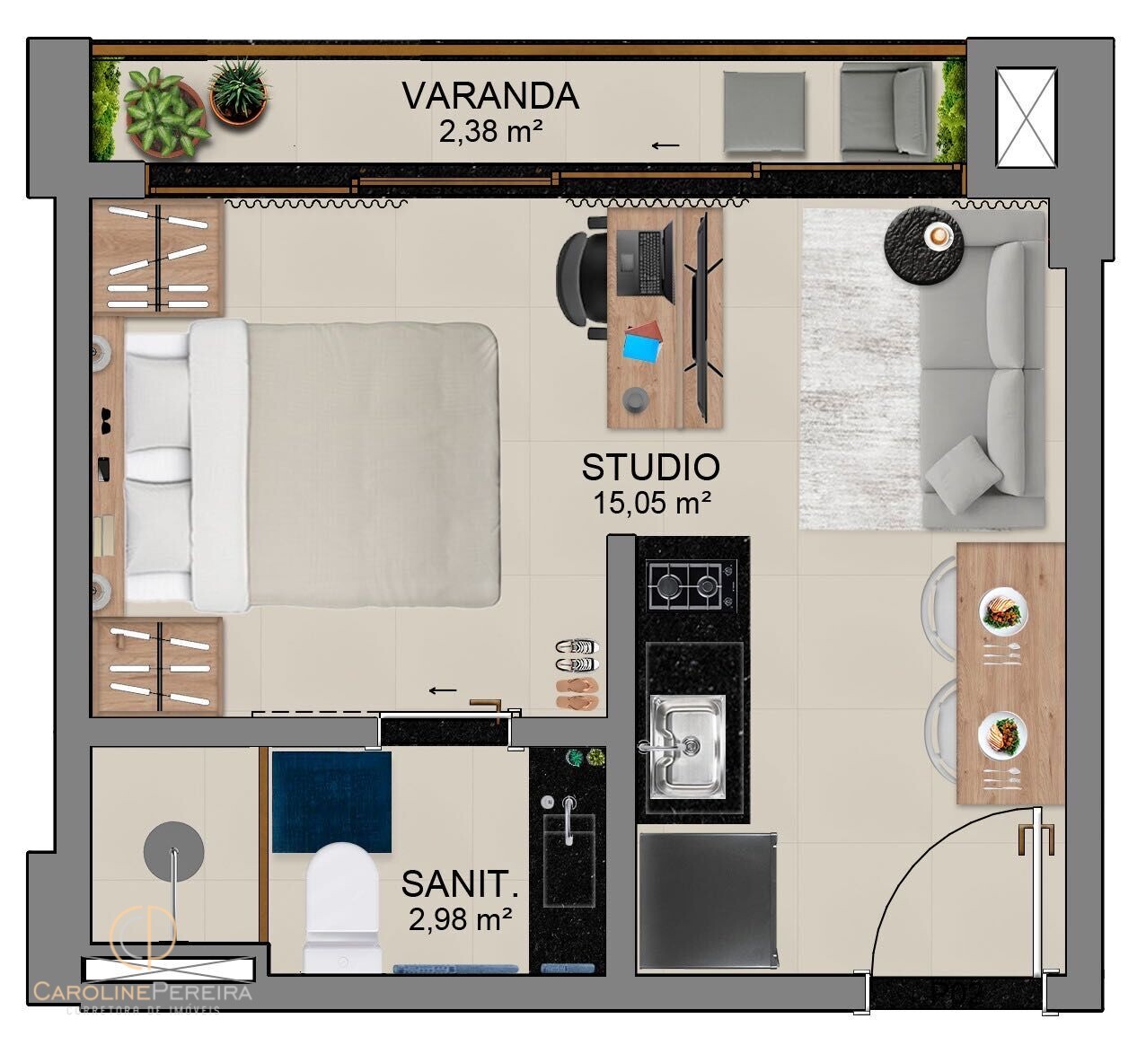 Apartamento à venda com 1 quarto, 18m² - Foto 3