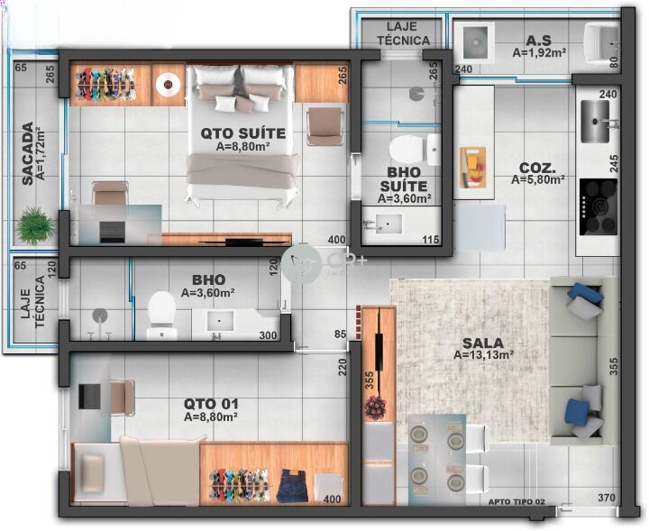 Apartamento à venda com 2 quartos, 56m² - Foto 10